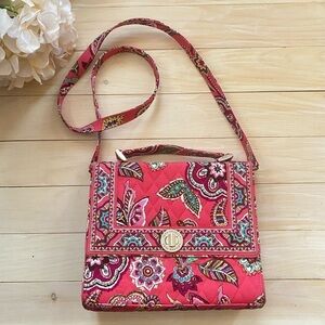 Vera Bradley Call Me Coral Julia Purse Structured Pink Floral Handbag Shoulder